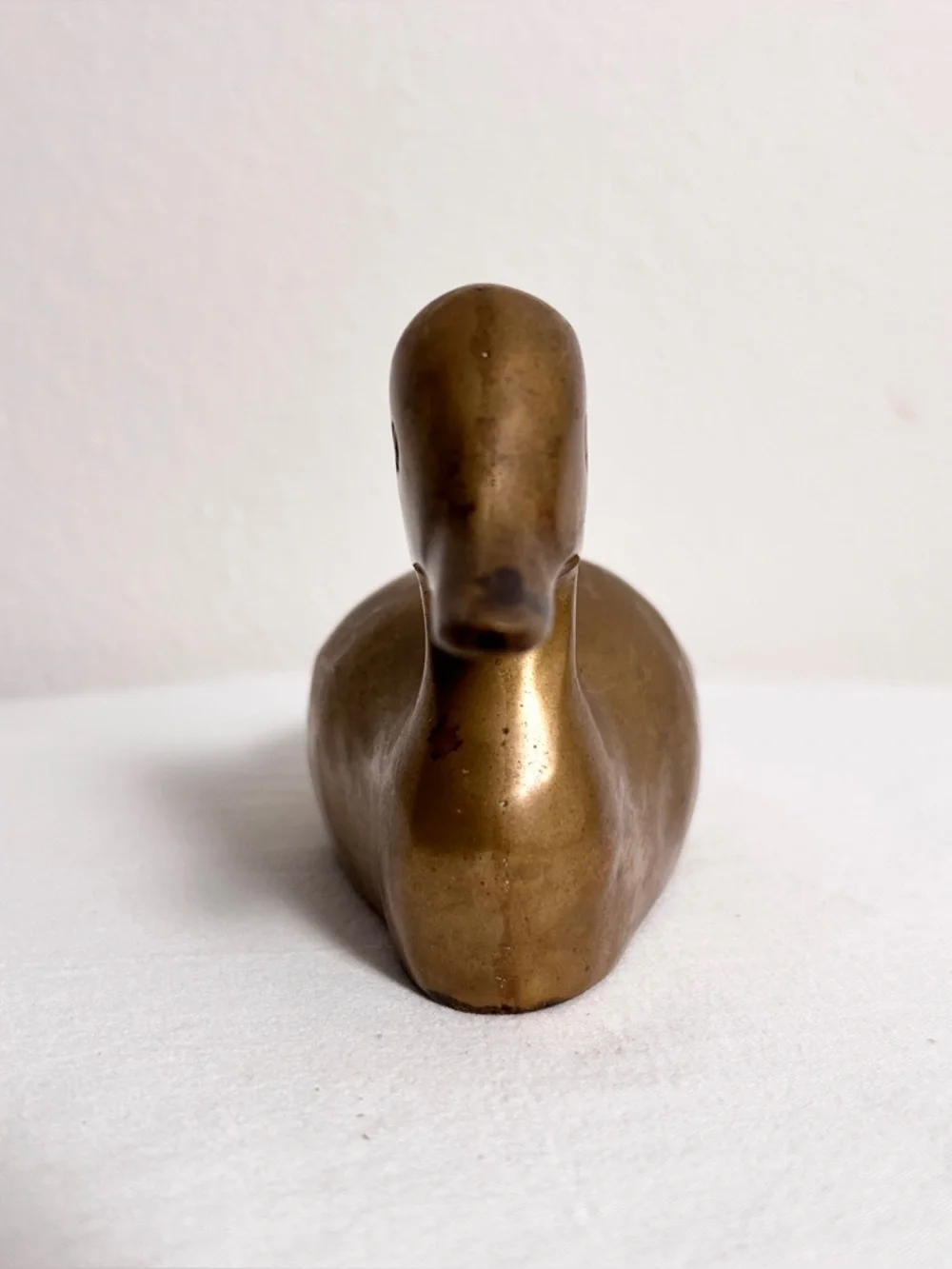 VTG Brass Coated Duck Sculpture Distressed Paper Weight Gold Decor Figurine